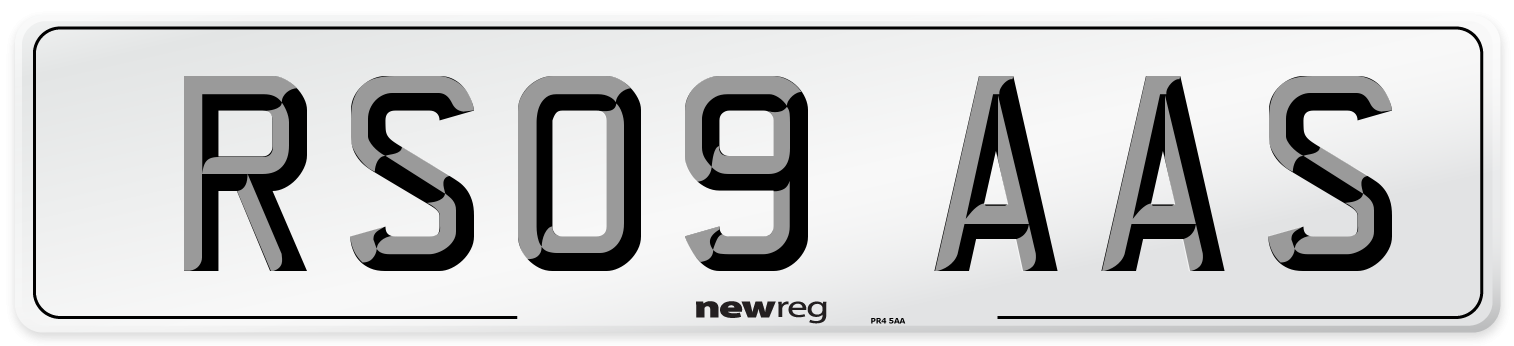 RS09 AAS Number Plate from New Reg
